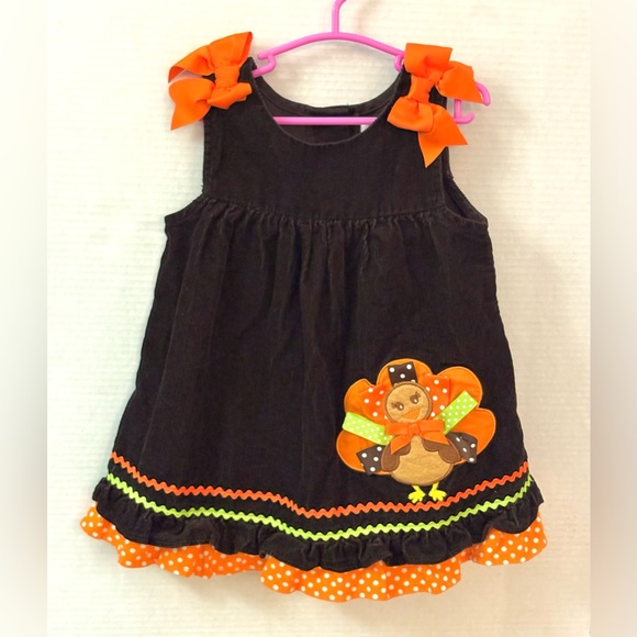 Rare Editions Baby Girls Corduroy Turkey Jumper Dress- size 24m - Picture 1 of 10